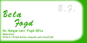 bela fogd business card